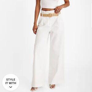 Express High Rise Wide Leg White Pants SZ 6L